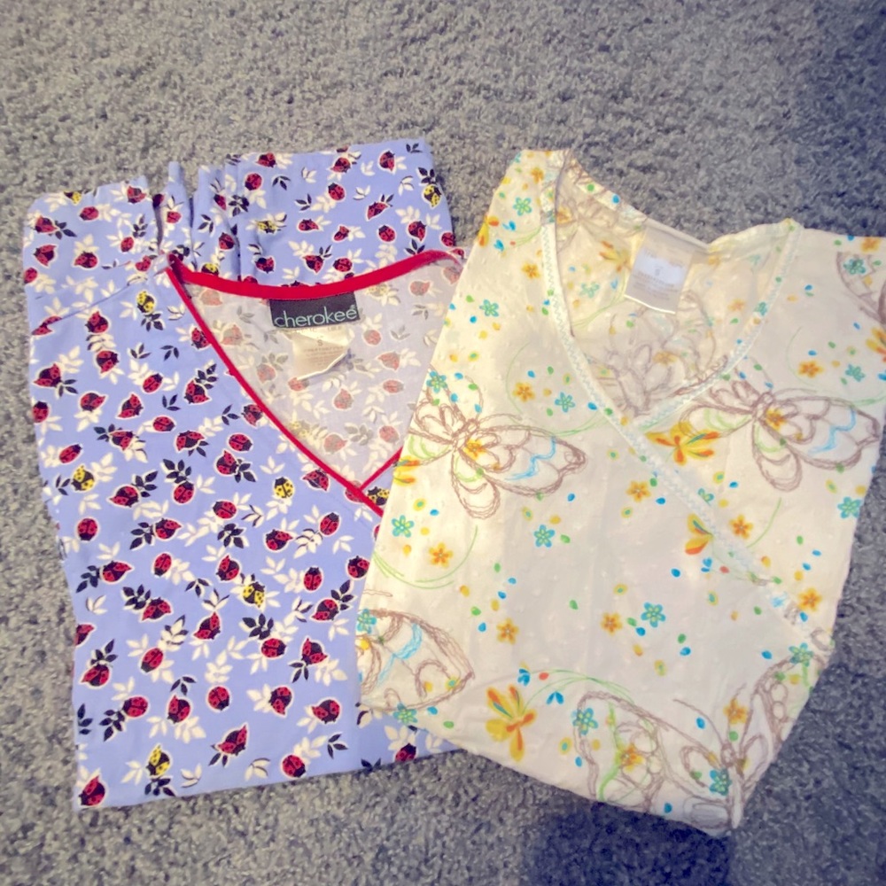 Lot of 2 small Cherokee  scrub nursing tops